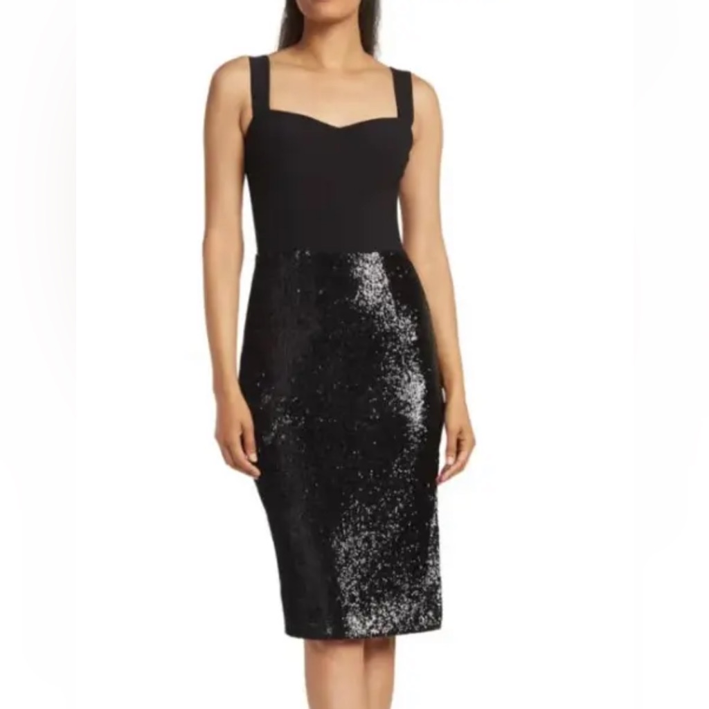 Dress The Population Malise Black Sequin Sleeveless Dress Medium M